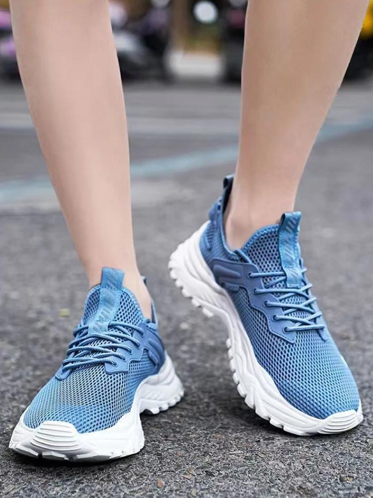 Fashion Mesh Upper Blue Low-Top Men's Casual Sneakers Original Fashion Summer Sale Wide Breathable Without Leather Gym Male Sports Shoes