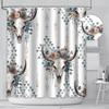 MEHOFOND Boho Western Cow Skull Shower Curtain - Bull Skull Flower Head - Farmhouse Country - Waterproof Fabric - 72x72 Inch