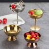 Food Grade Shorty Salad Bowl Stainless Steel Stemmed Fruit Plate  Bar Tableware
