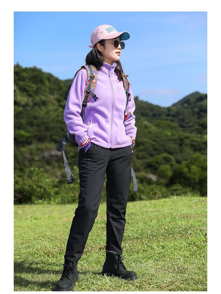 Women's Windproof Fleece Hiking Jacket - Warm, Rainproof, and Casual for Outdoor Sports