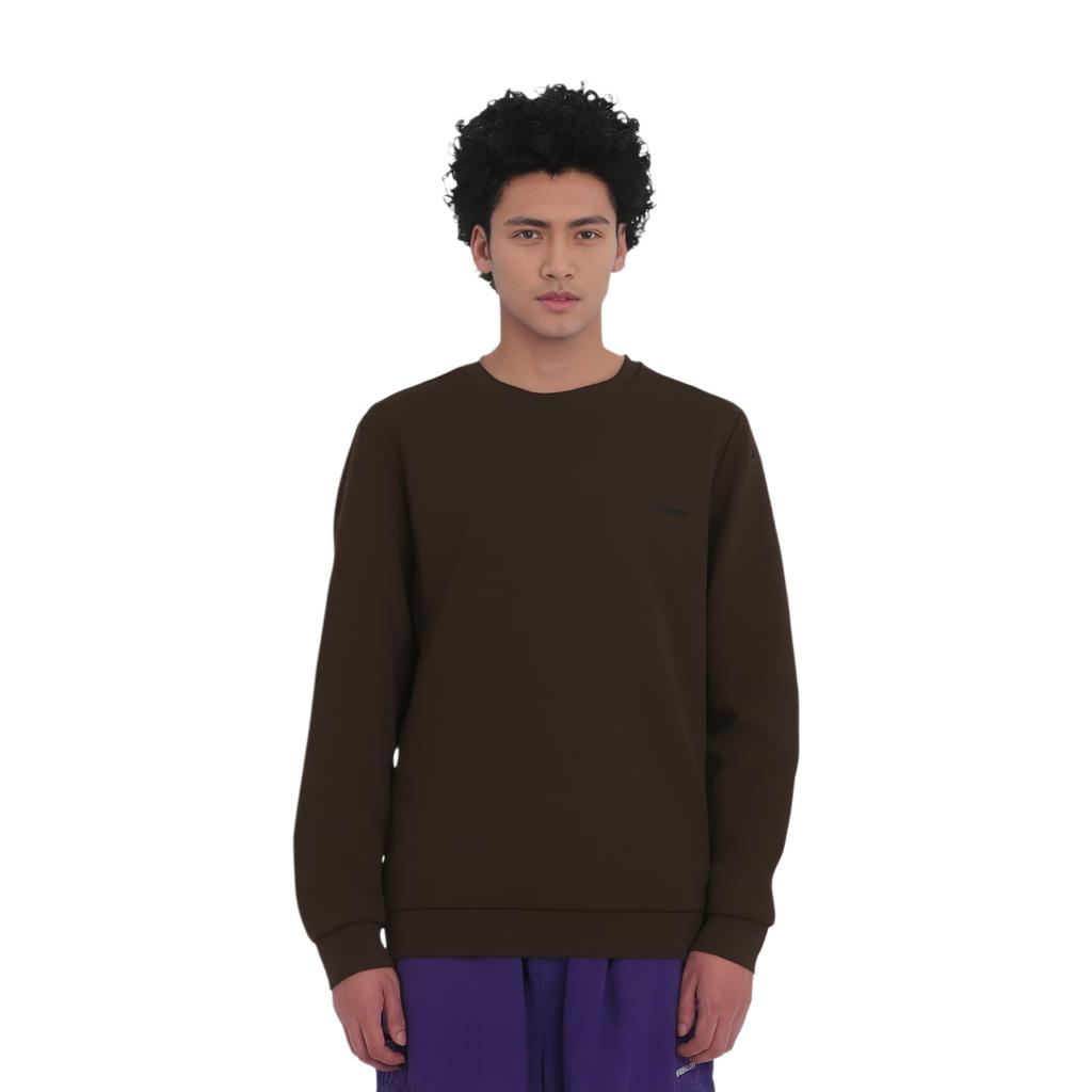 Li Ning Fitness Series Solid Color Round Neck Soft Simple Versatile Sweatshirt Men sweatshirt AWDW065-8