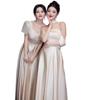 Champagne Satin Bridesmaid Dress - 2025 Autumn/Winter Collection, Versatile High-End Evening Gown for Women