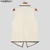 INCERUN Men Notched Lapel Sleeveless Irregular Stitching Casual Thin Vest Waistcoat