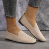 Novos mocassins de malha com bico quadrado de cor sólida, sapatos baixos rasos para mulheres, sapatos baixos de malha com fundo macio, sapatos casuais sem cadarço, sapatos de barco