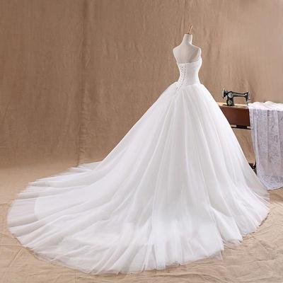 Sąd Pociąg Suknia Ślubna Tanie Gwiazdy Bez Ramiączek W Stylu Vintage Tiul Suknia Balowa Dla Nowożeńców Organza Koronkowe Suknie Ślubne