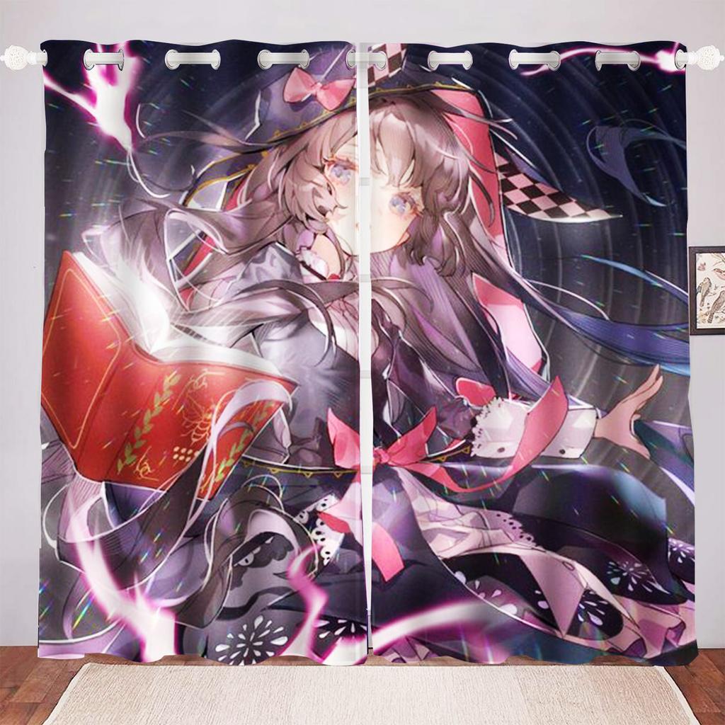 Anime Girl Digital Print Curtain Cartoon Window Animation Bedroom Fashion Style Cute Home Decoration Polyester Curtains Light Blocking Made Of Decor