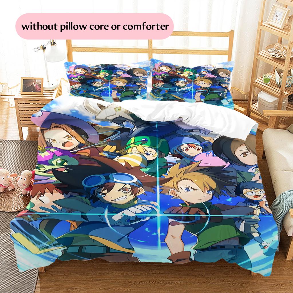 Digimon CharactersPattern Bedding Quilt Set Home Decoration Gift (1 * Duvet Cover + 2 * Pillowcase Without Core)