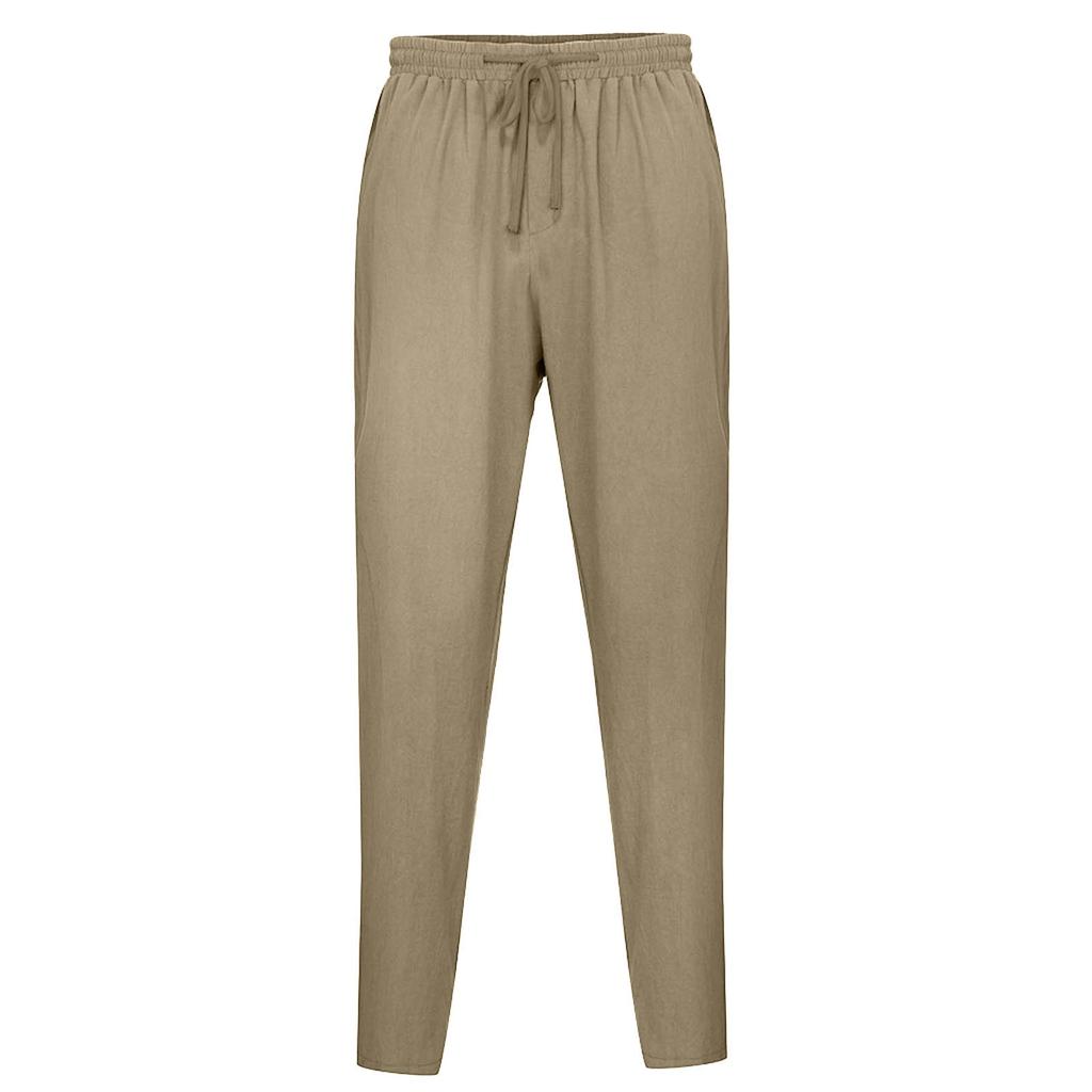 Men's Casual Linen Pants Loose Straight Summer Beach Yoga Pants Breathable Sweatpants