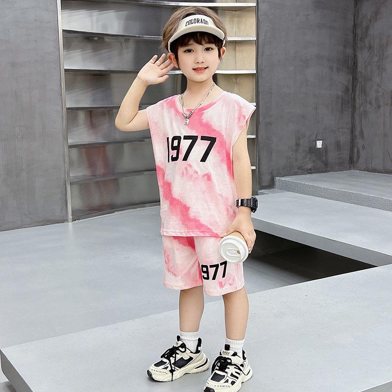 Boys Trendy Tie-Dye Sleeveless Vest and Shorts Set (2026) 100cm