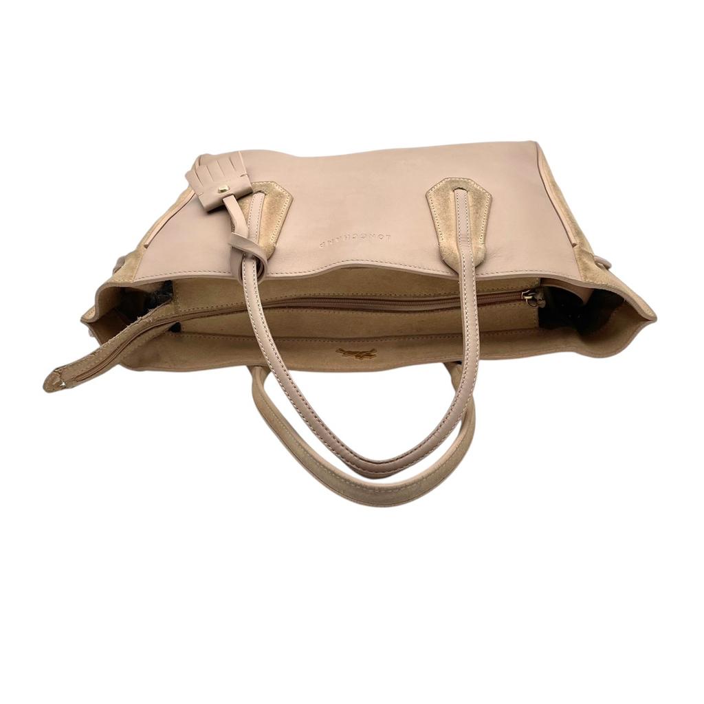 Used Longchamp Tote Bag / Handbag PenelopeTote Bag Light pink/beige leather/Suede Women