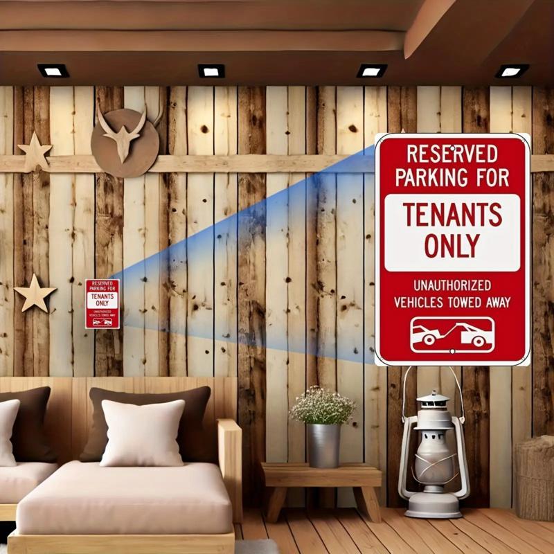 Hisun Tin Sign Reserved Parking For Tenants Only Metal Tin Sign Unauthorized Vehicles Towed Away Warning Wall Art Decor for Apartment Parking L