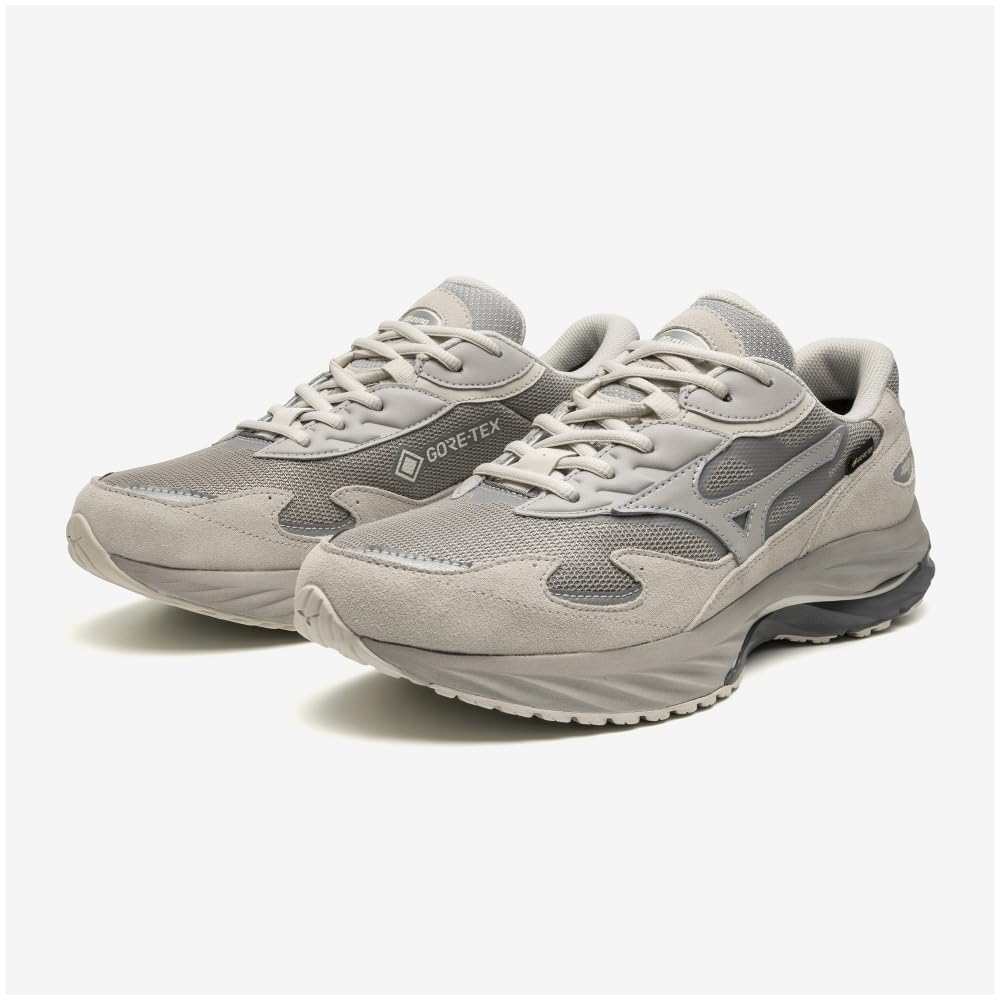 Mizuno Wave Rider B GTX Waterproof Perfect for and Gray x Gray x Light Size 2E Gore-Tex Sneakers, Commuting, School, Lifestyle, Gray, 25.0 cm,