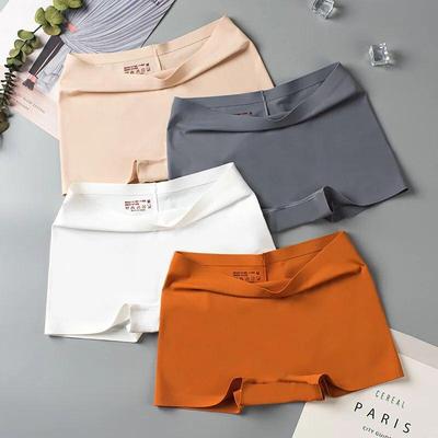 Silk Seamless Underwear Women's Boxer Shorts Ladies Panties Safety Pants Soild Female High Waist Lingerie Panty