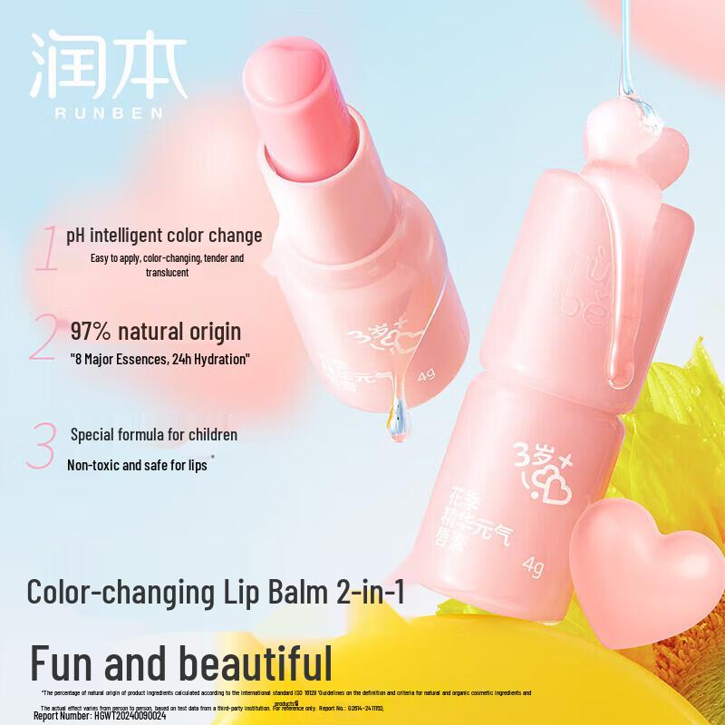 RUNBEN Children s Color-Changing Moisturizing Lip Balm