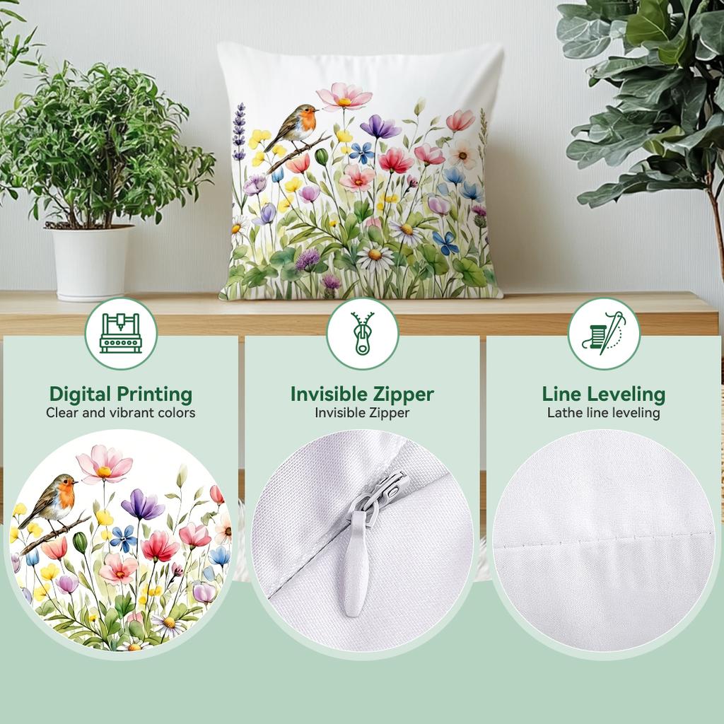 1pcs Watercolor Flowers Cushions Pillowcase Polyester Cushion Cover Throw Pillow Pillowcover Home Car Sofa Decor