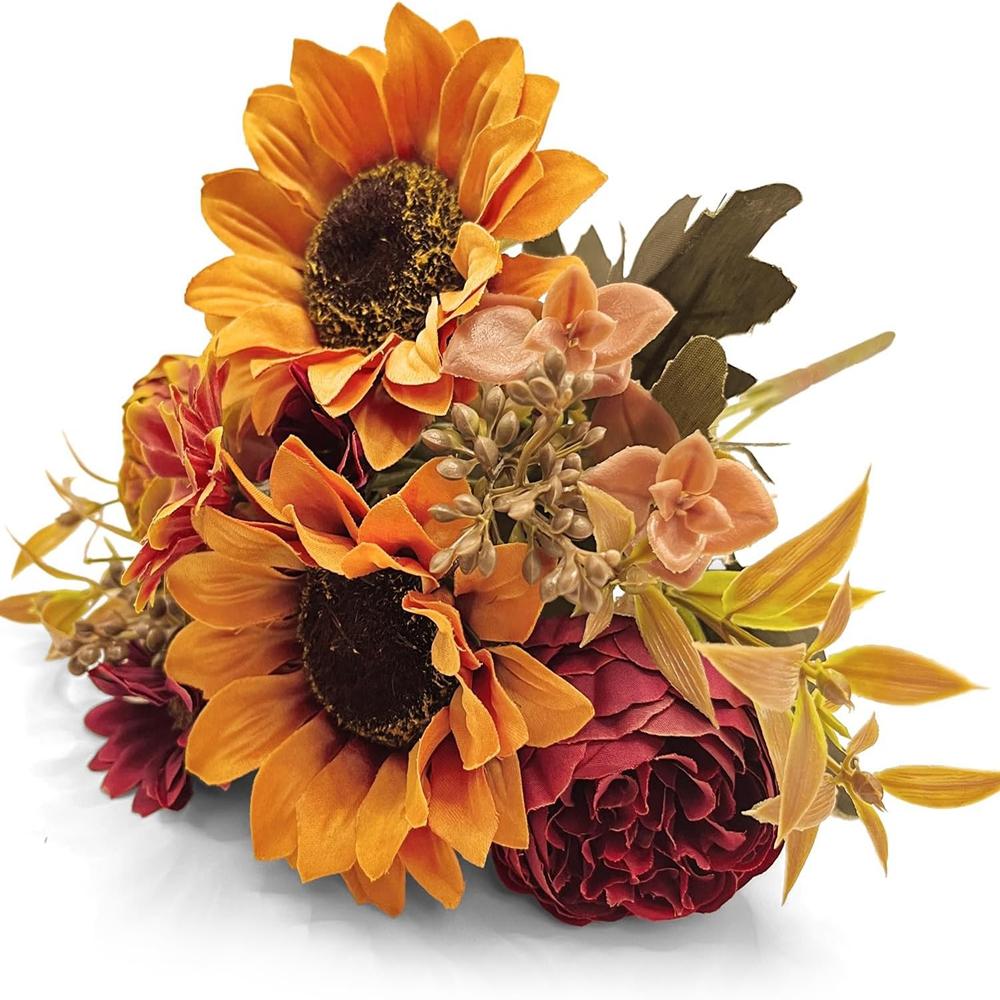 1/4PCS Artificial Flowers Silk Holding Sunflowers Festival Wreath Wedding Bouquets Home Room Arrangement Vases Window Sill Decor