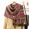 Ethnic Style New Cashmere Feel Scarf Shawl Women's Foreign Wear Travel Warm Autumn and Winter Scarf Shawl