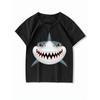 European Sizes Boys' Summer Short-Sleeve T-Shirt, Pure Cotton Children's Shark Print New Top