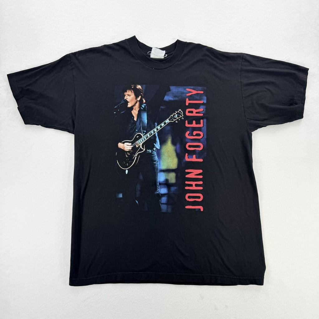 Vintage John Fogerty Premonition Tour Shirt Mens XL Black Rock Concert Tee 90s Unisex T-Shirt