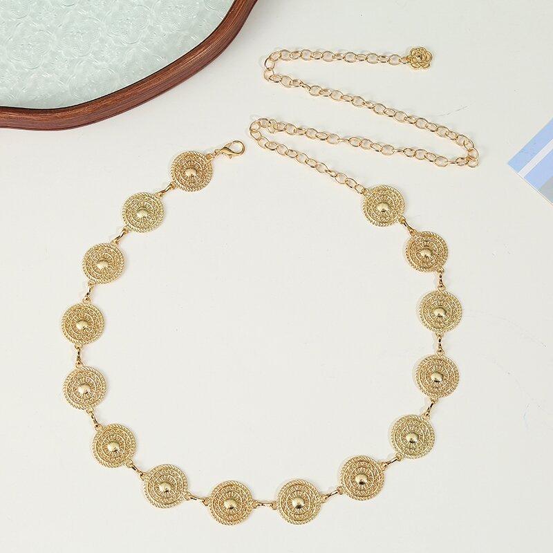 Богемная металлическая поясная цепь с гравировкой для платьев и джинсов