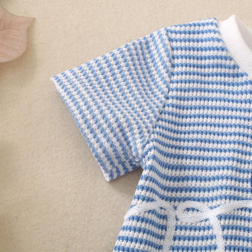 Unisex Baby & Toddler Waffle Stripe Embroidered T-Shirt + Shorts Set 