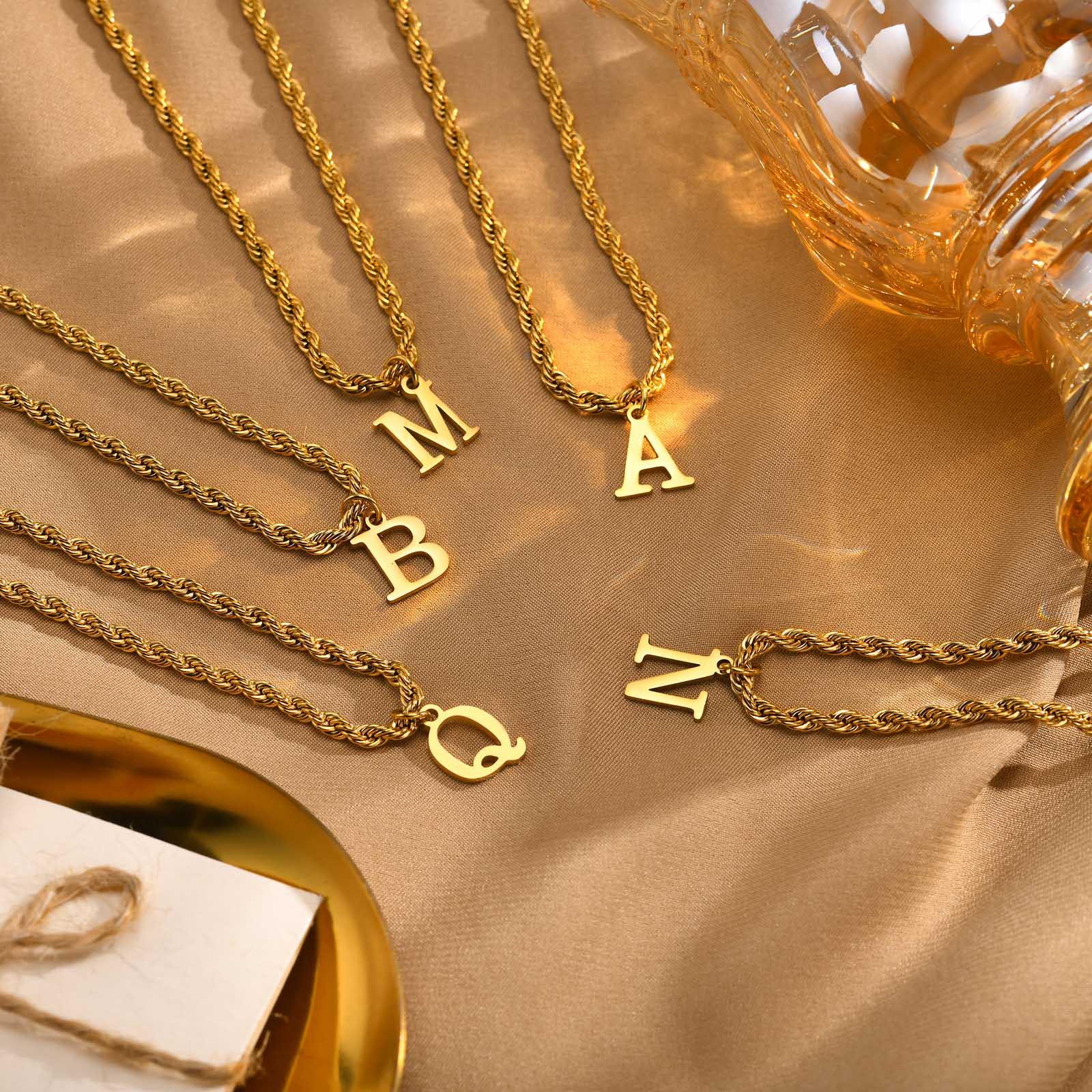 Women s Fashion 26-Letter Stainless Steel Clavicle Necklace Letter U
