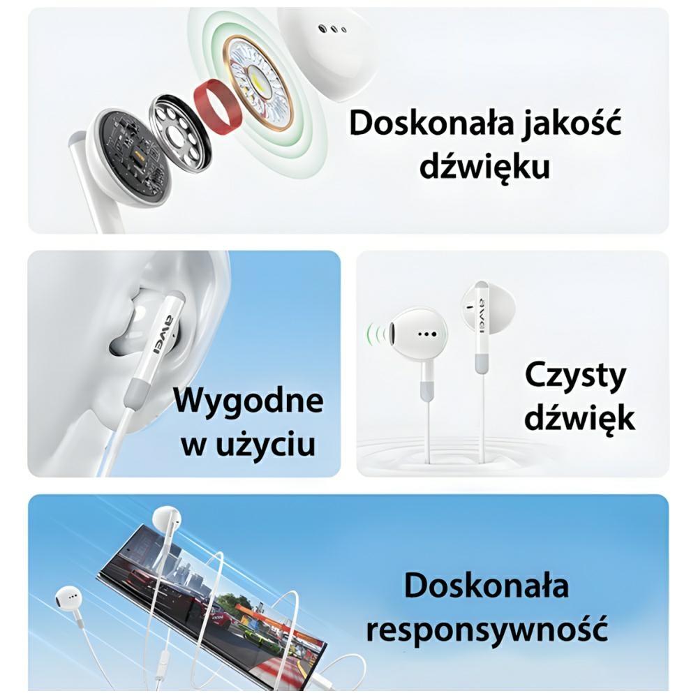 Słuchawki stereo AWEI PC-6T USB-C Czarne