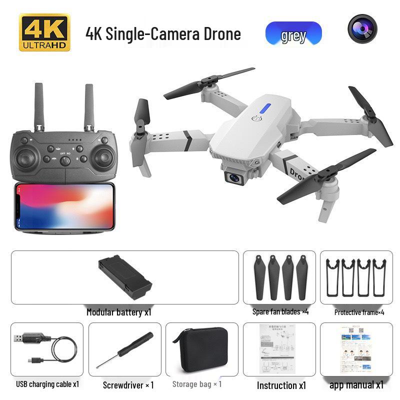 Drone E88 Transfronteiriço: Brinquedo Profissional de Fotografia Aérea com Longa Duração de Bateria para Crianças de 6 a 12 Anos.