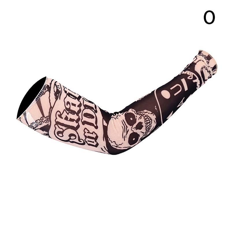 Long Fake Summer Tattoo Sleeves Sun Protection Cover Outdoor Gloves Driving Ice Silk Arm Sleeves