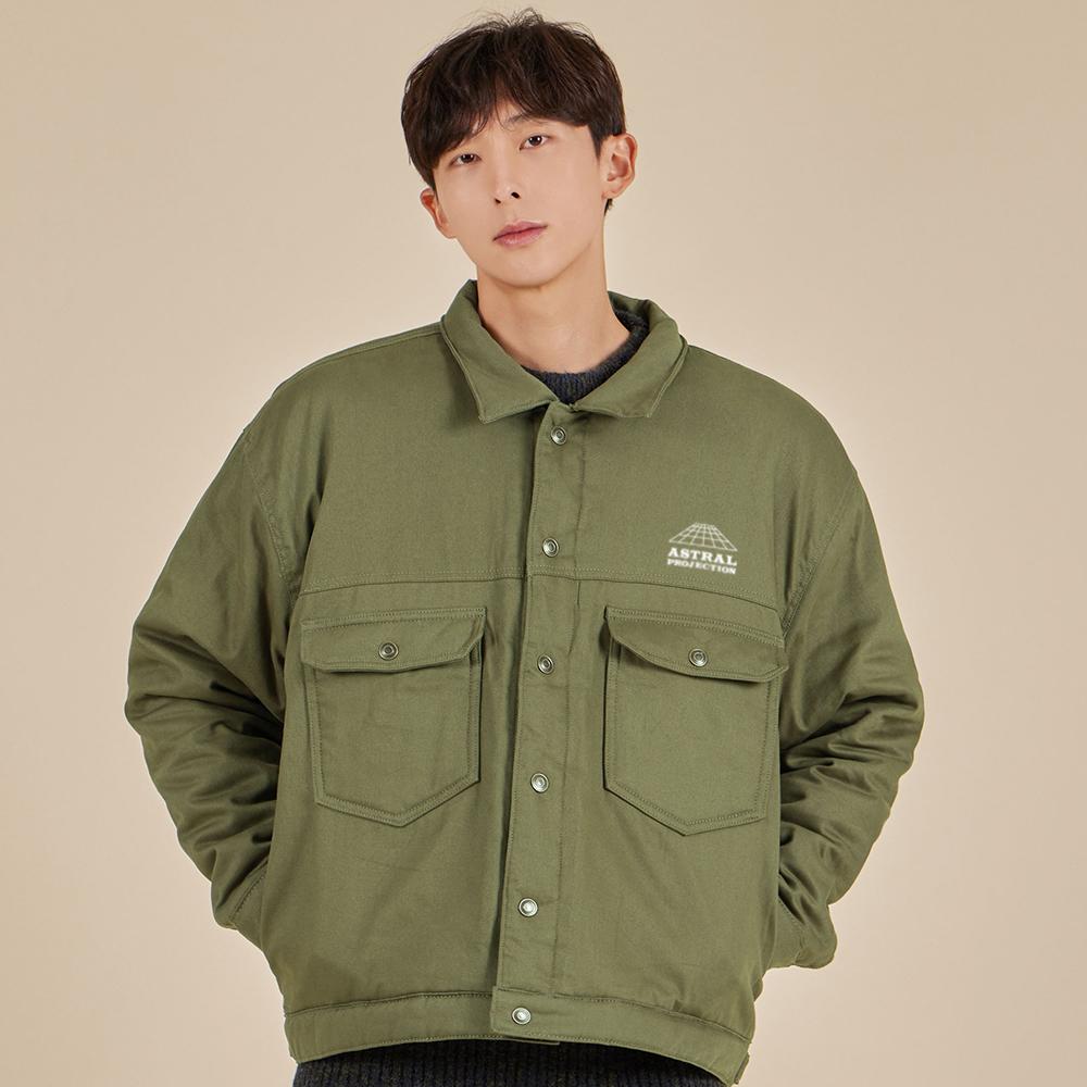 Astral Projection Signature Logo Oversized Trucker Jacket_Khaki