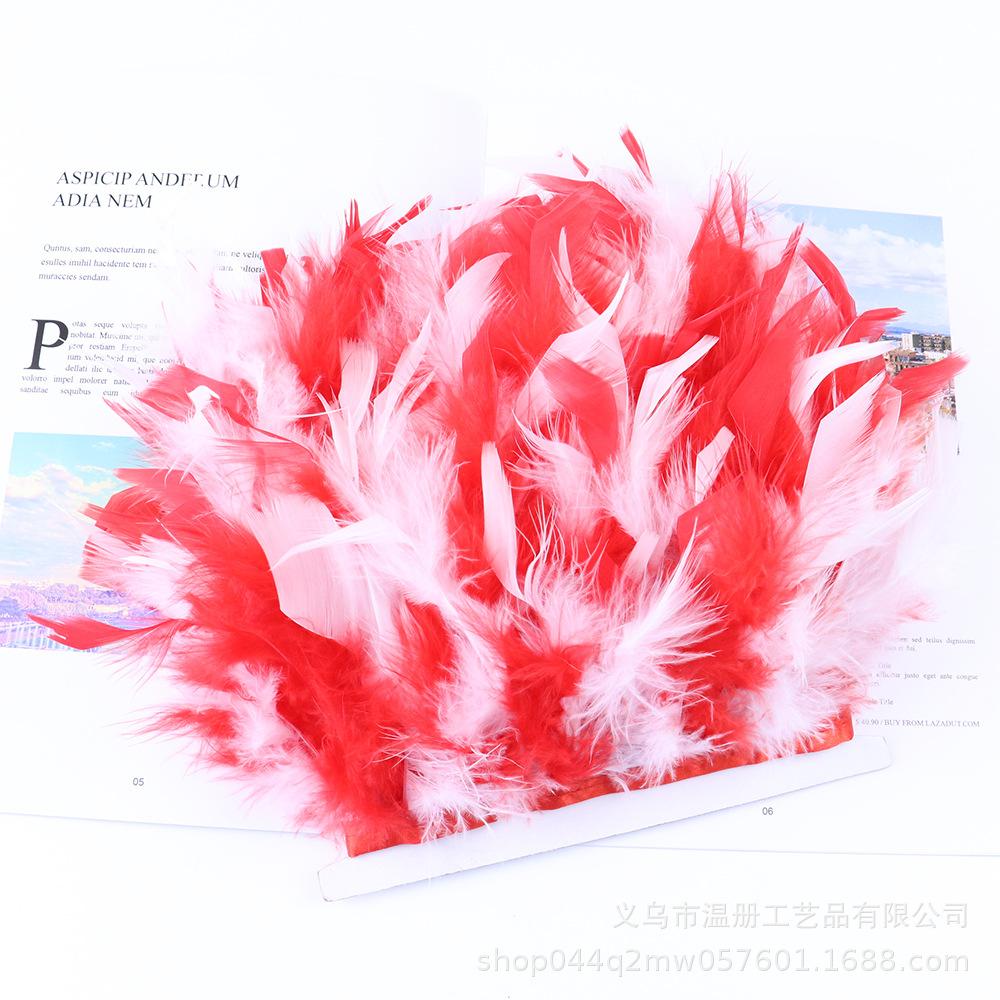 Two-Color Mixed-Color Fire Piece Cloth Edge 10-15Cm Barbie Doll Diy Material Color Turkey Feather Cloth Tape