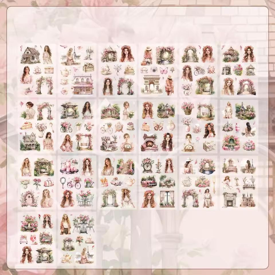 

20 Sheets Transparent PET Aesthetic Stickers Book for Art Junk Journal Planners DIY Notebook Collage Album Sticker