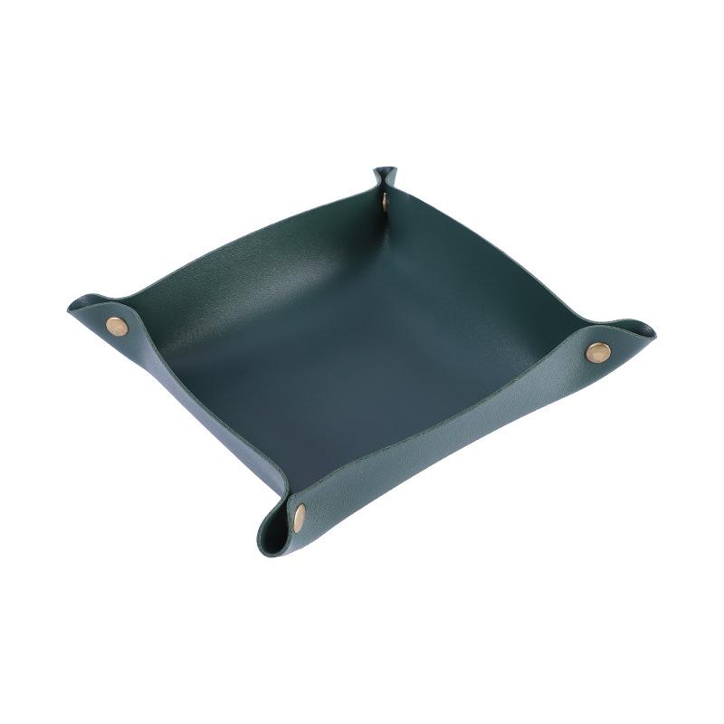 

1pc PU Leather Storage Box Desktop Storage Folding Table Organizer Case Stuff Storage Basket Cosmetic Key Stuff Holder