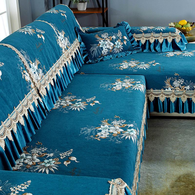 Modern Simple Sofa Cushion Chenille European New Chinese Style Combination Sofa Cover Non-Slip All Seasons Universal