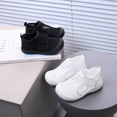 Summer New Style Hollow-out Breathable Mesh Shoes / Boys' Toe-Covered Anti-Kick Sandals / Girls' Solid Color Beach Shoes