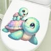 Süße Mutter und Baby Meeresschildkröte Toilettendeckel Aufkleber Wasserdicht Abnehmbar Badezimmer Haus Dekoration