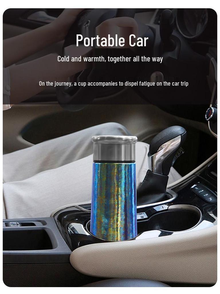 Vibrant Titanium Mini Thermos Cup - Portable, Stylish Travel Essential