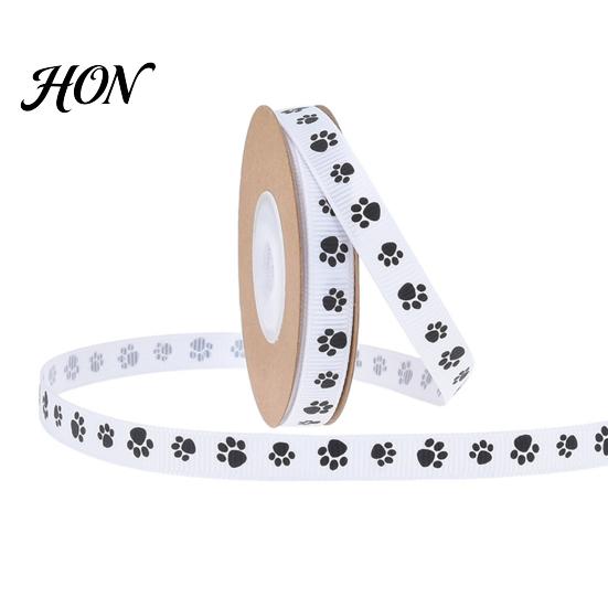 Floral Arrangement Craft Supplies 0.4" x 9.8 Yards Paw Print Ribbed Ribbon, Decorative Fabric Ribbon for DIY Gift Wrapping Pet Themed and Bows,