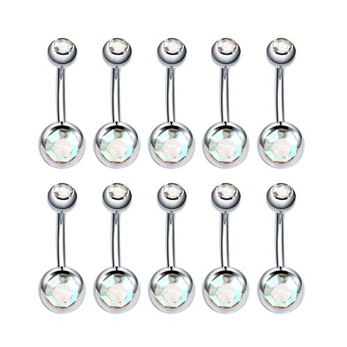 10Pcs Stainless Steel Belly Button Piercings Navel Earrings Gemed Goth Belly Rings Piercing Ombligo Punk Body Jewelry Women Men