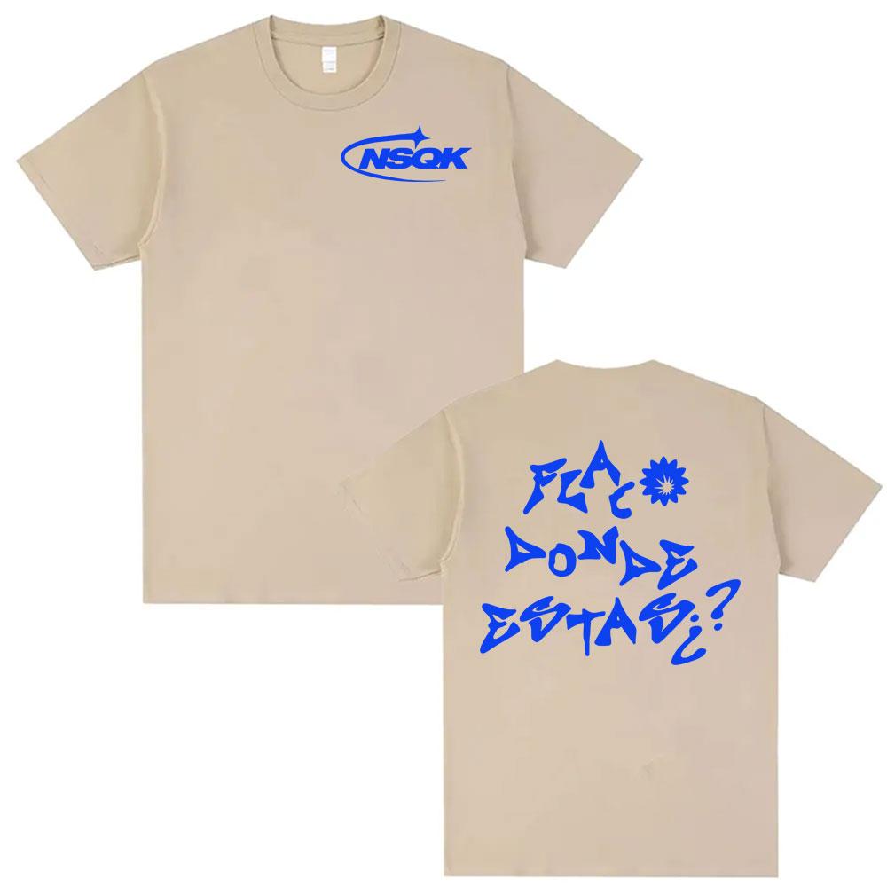Rapper Nskk FLACO DONDE ESTAS_ Letter Print T-shirt for Men and Women, Oversized Retro Summer Print 100% Pure Cotton T-shirt 4XL