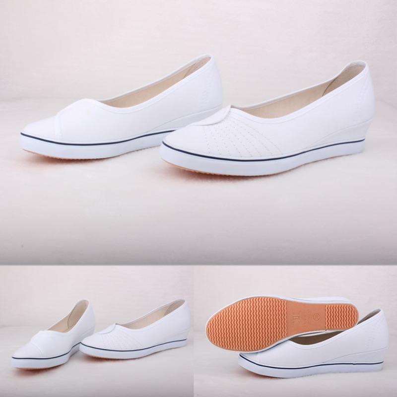 One Brand Nurse Shoes Women's White Wedge Heel Soft Sole New Little White Shoes Autumn and Winter Old Beijing Cloth Shoes Flat Sole