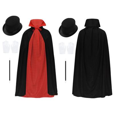 Jungen Mädchen Kinder Magier Rollenspiel Kostüm Umhang Zylinder Magie Halloween Ausgefallenes Verkleidungsset