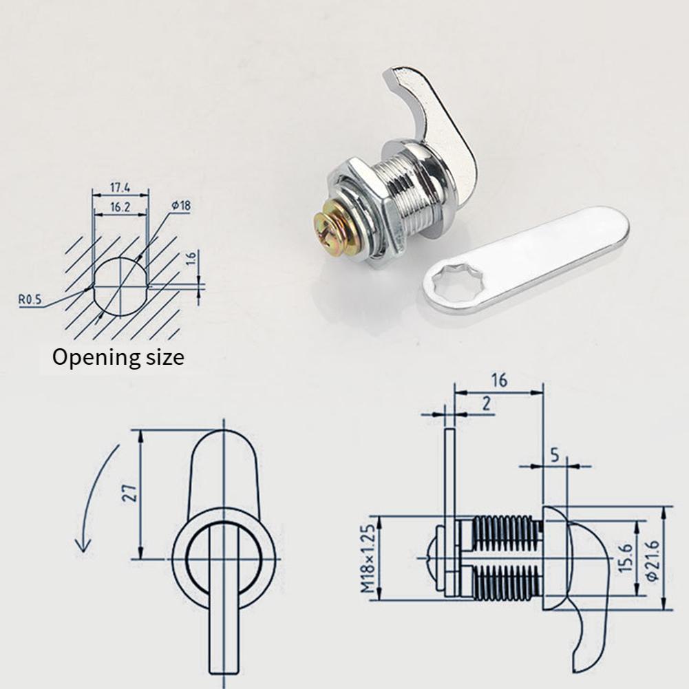 Skříňkový zámek Bezkontaktní vačkový zámek Vhodný pro skříňky Konstrukce ze slitiny zinku Chromová povrchová úprava Zámek pro prodejní automaty