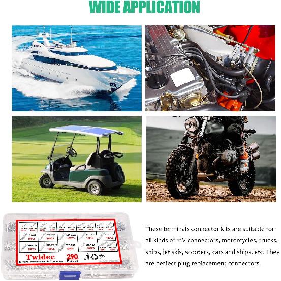 Twidec/290PCS Car Electrical Wire Terminal P Connector 1/1.5/1.8/2.2/2.8/3.5Mm 21Type Connector P Terminal Auto Electric Connector Non-Ulated Plug