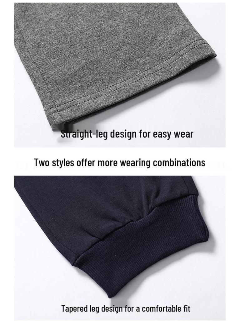 Men's Cotton Casual Pants - 2025 Spring/Autumn, Loose Fit, Plus Size, Straight Leg, Cuffed Sweatpants