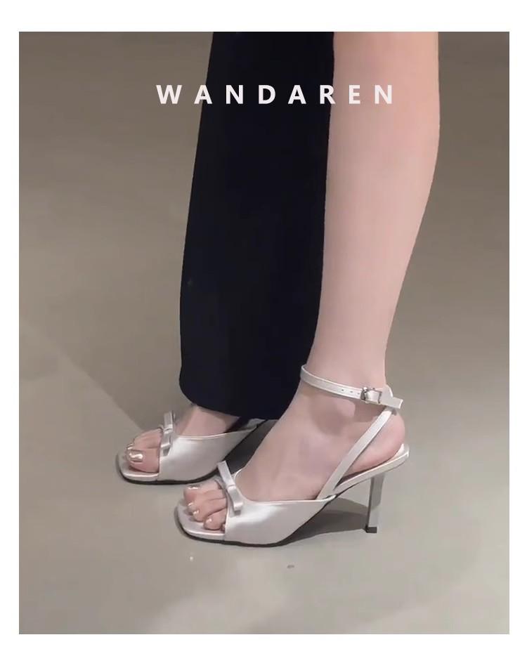 2025 Retro French Square Toe Stiletto Sandals for Women - Elegant Fairy Style