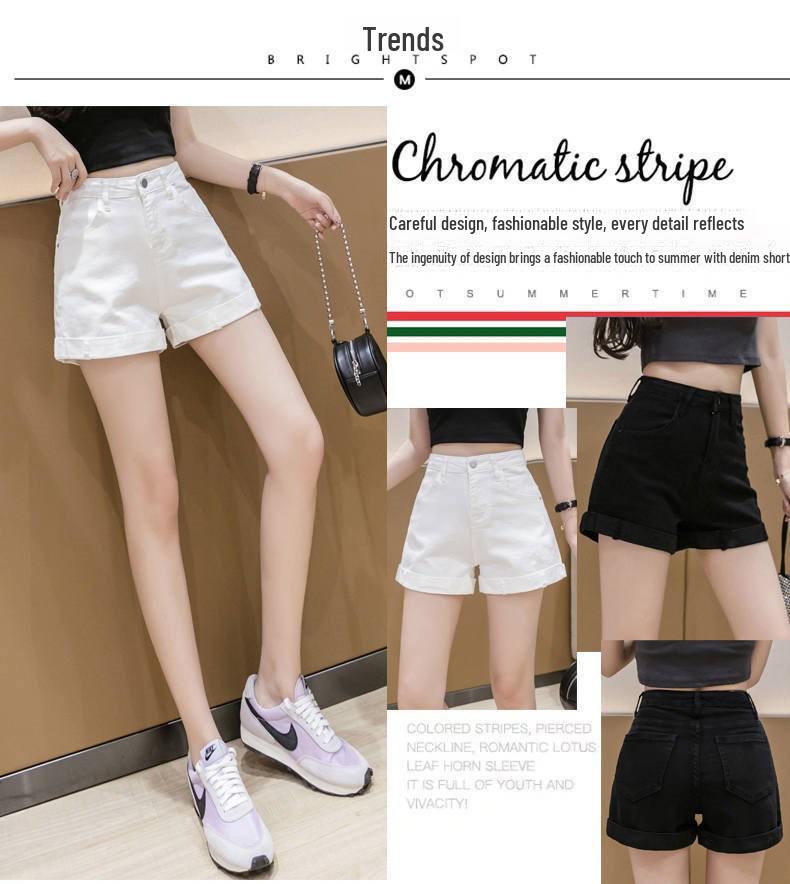 High-Waisted Denim A-Line White Shorts for Women - Summer 2024 Trend