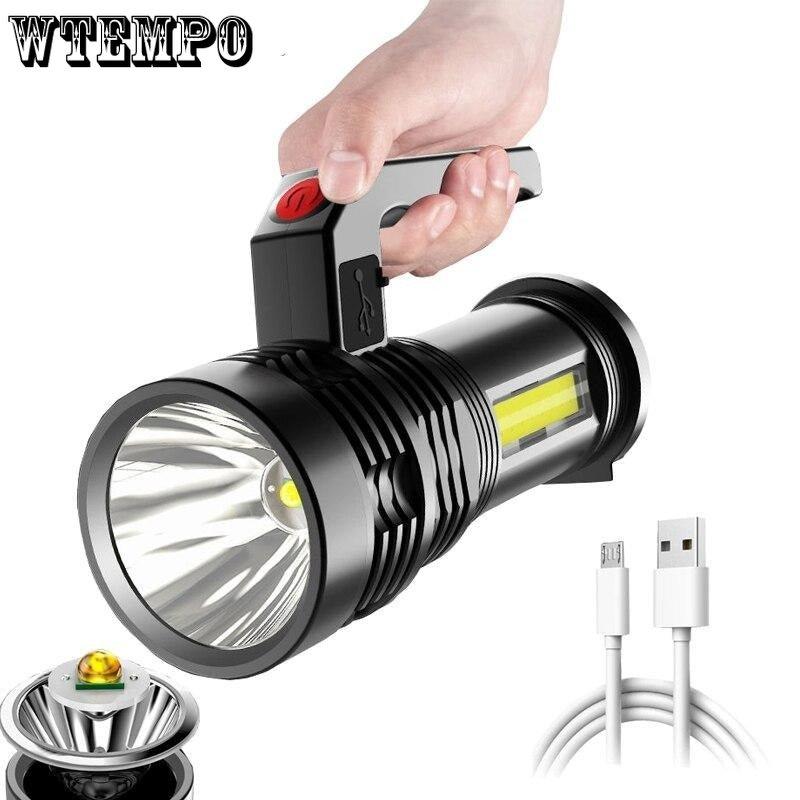 

Перезаряжаемые портативные фонарики Водонепроницаемые 3 режима переключения Мощный прожектор с высоким люменом Прожектор высокой мощности Портативный светодиодный Водонепроницаемый уличный фонарик