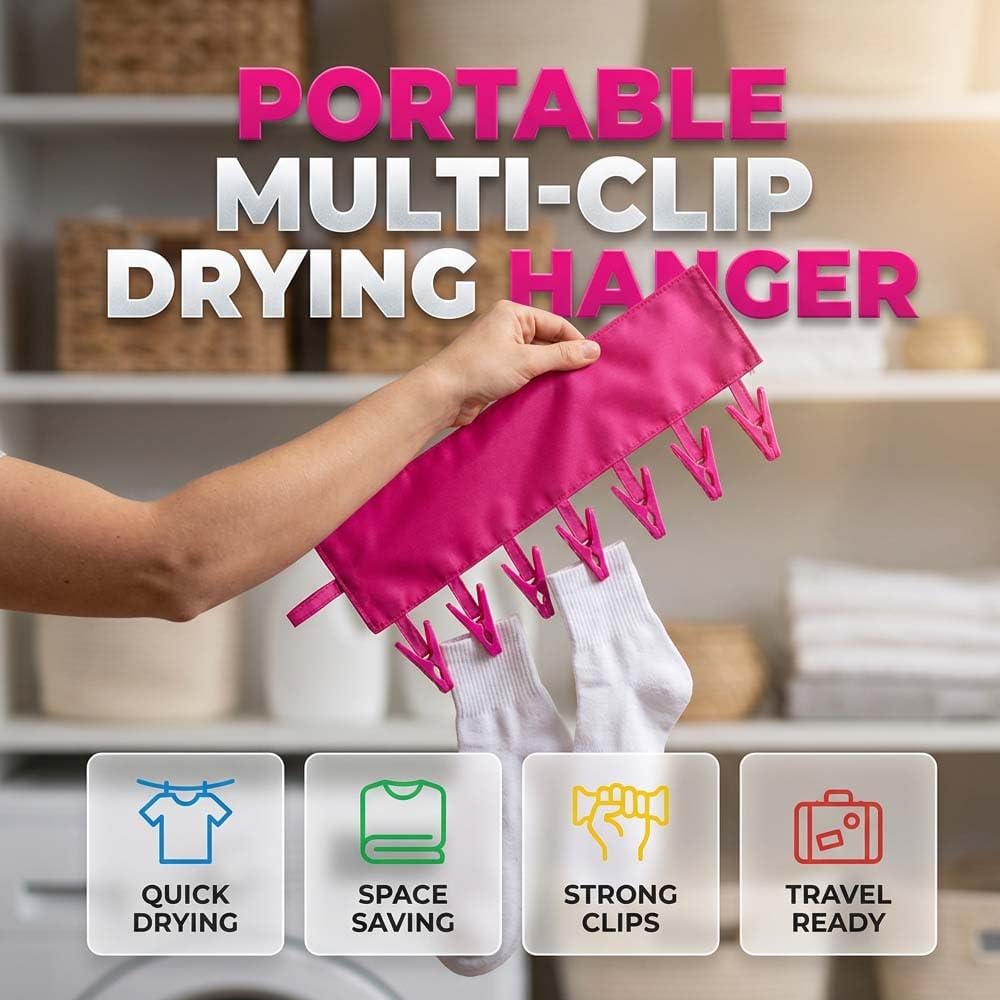 Appendiabiti da Viaggio Pieghevoli Leggeri Portatili per Bucato Appesi Con 6 Clip per Crociera e Hotel Costumi da Bagno Biancheria Intima Calzini