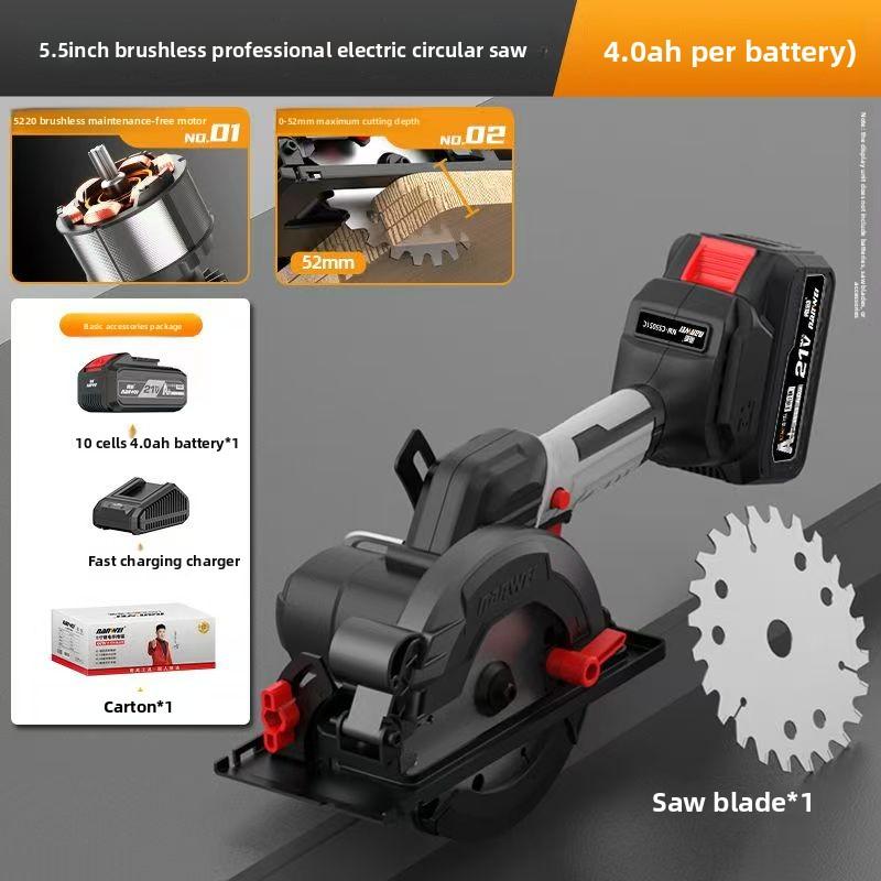 

NANWEINANWEI 5.5-inch Lithium Battery Electric Circular Saw, Rechargeable Circular Saw, Woodworking Handheld Electric Circular Saw Cutting Machine 5.5 In 4.0Ah+1 battery